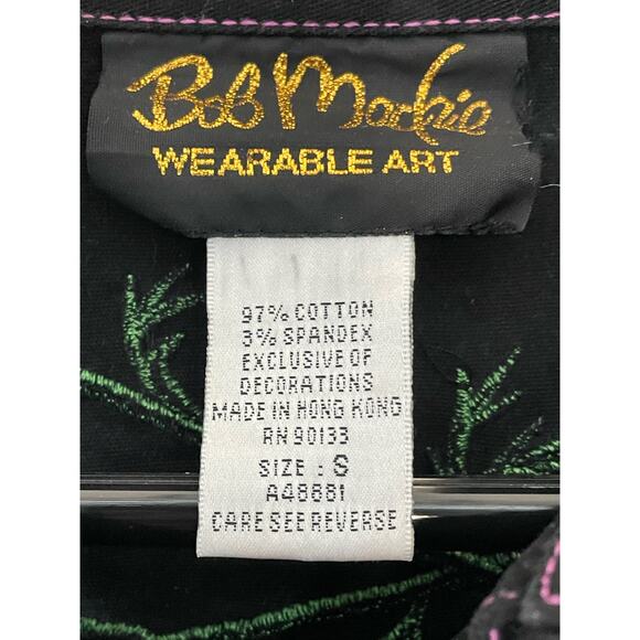 Bob Mackie Black Floral Embroidered 90s Western Shirt Shacket Small - Picture 4 of 7